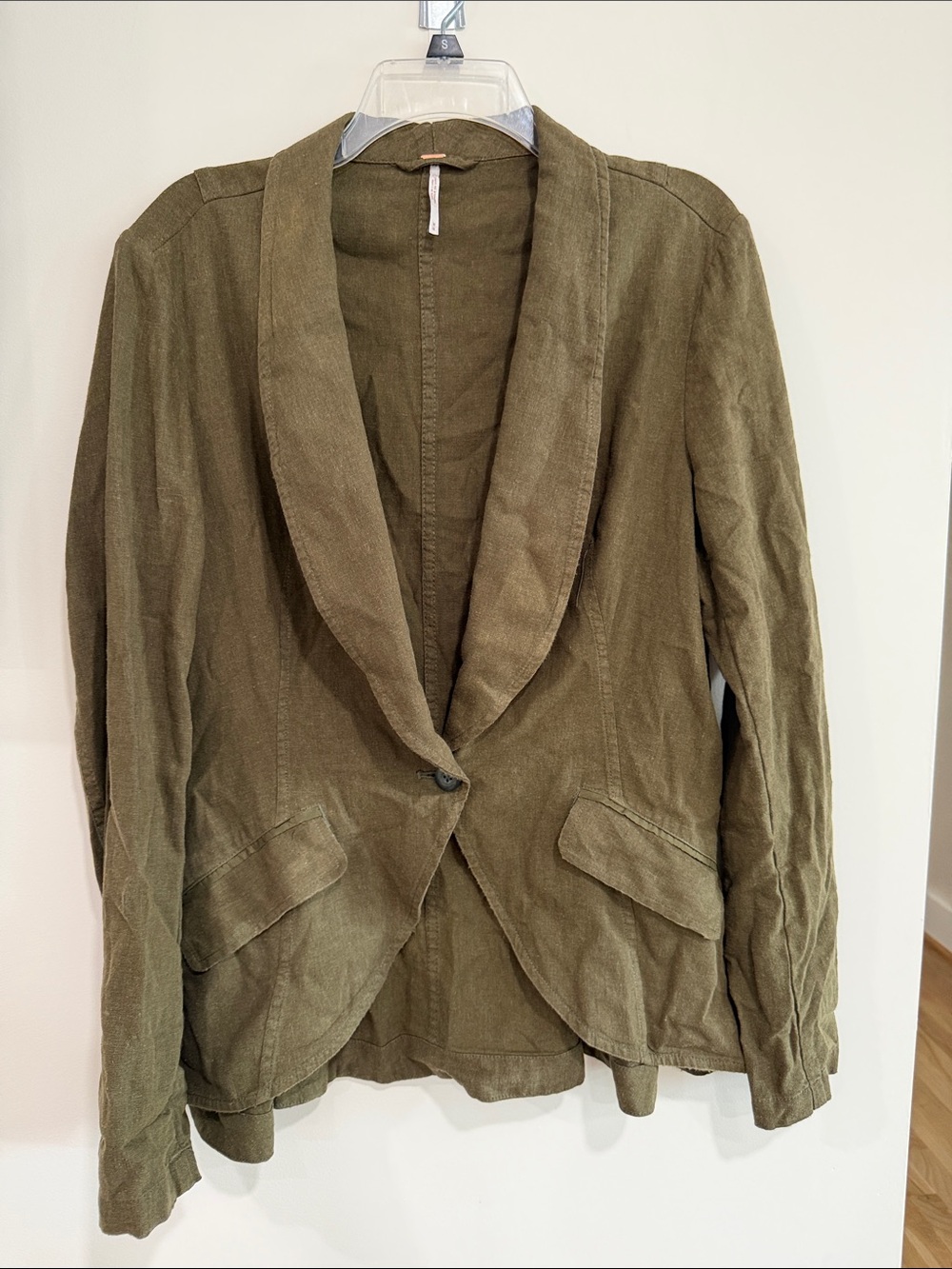 Free People Olive Lightweight Shawl-Collar Blazer Jacket